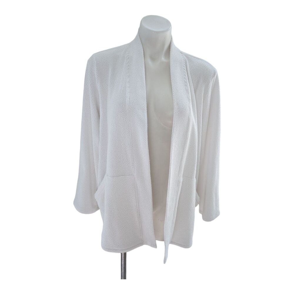 New Eileen Fisher Plus Size 1X Short Kimono Jacket White Organic Cotton Blend